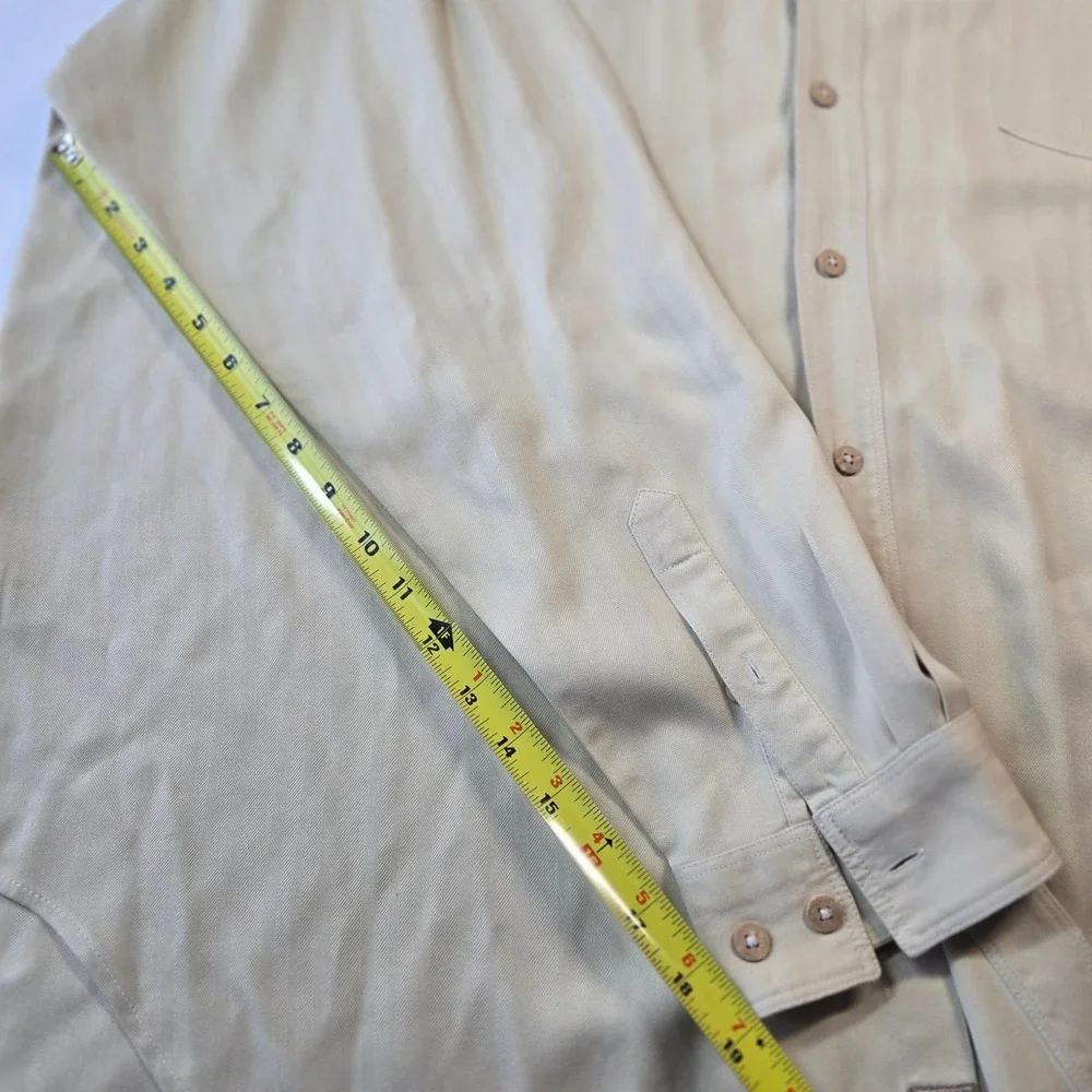 Tommy Bahama Silk Button Down Shirt Mens XXL Beige Excellent Herringbone L/S